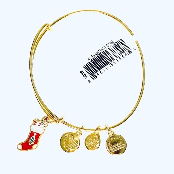 Alex and Ani Stocking Charm Bangle Shiny Gold Finish Christmas Holidays - Picture 3 of 7
